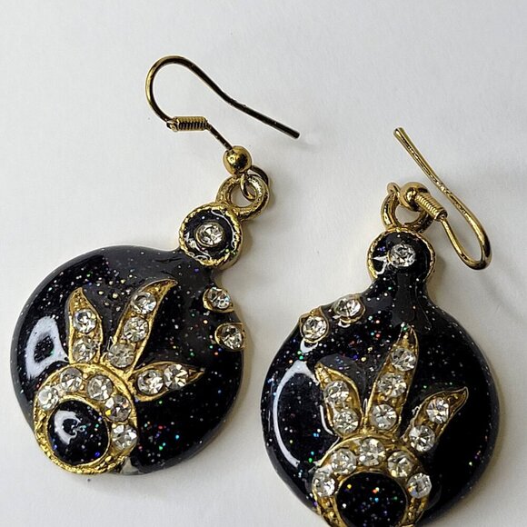 Small Black Drop Earrings - Picture 3 of 6